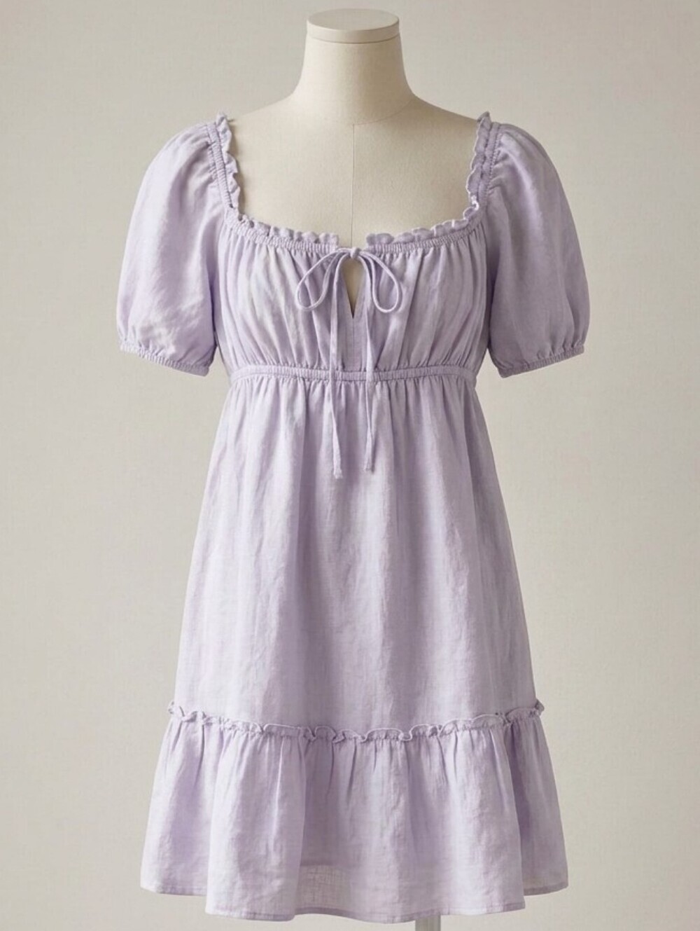Sunday Best Lilac Puff-Sleeve Cotton Dress - Picture 1 of 7